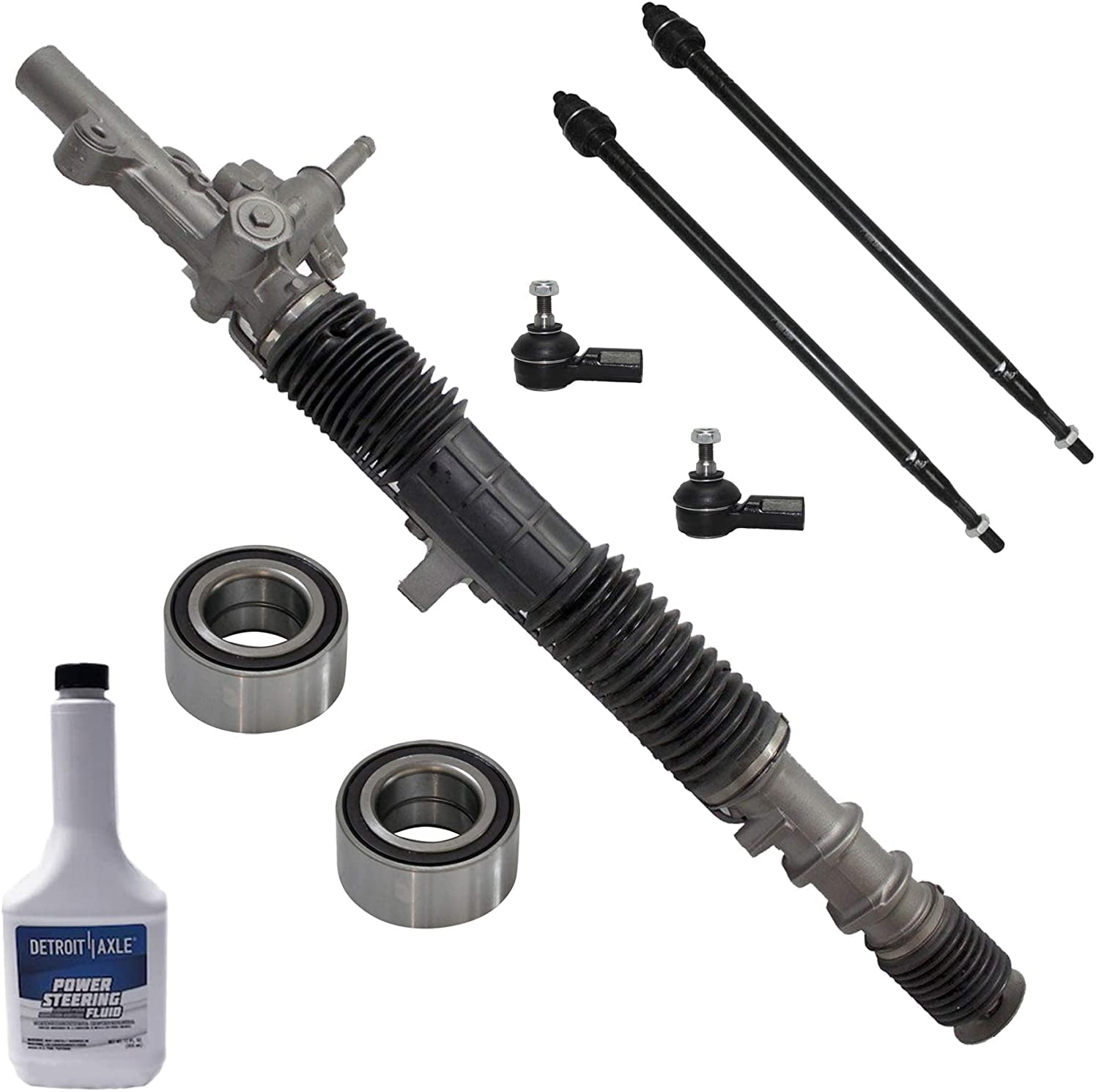 Detroit Axle FWD Only All 4 Inner & Outer Tie Rod Ends Complete Power Steering Rack & Pinion Assembly