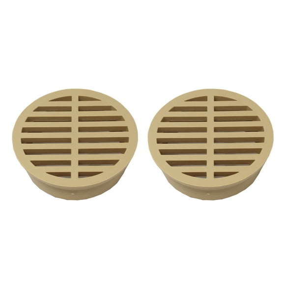 2 Pack Tan 4" Outdoor Round Flat Drain Grate Cover