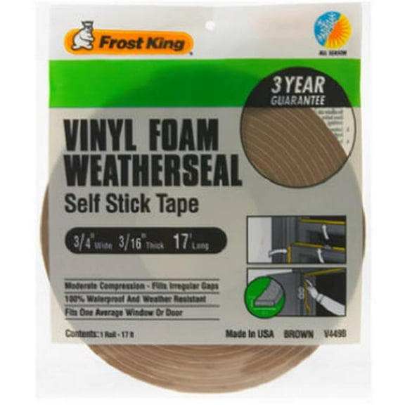 Thermwell V449BH 0.75 x 0.19 in. x 17 ft. Brown Vinyl Foam Weather-Strip Tape