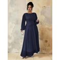 thumbnail image 5 of Blue Women Burgundy Autumn Modest Formal Elegant Wedding Evening Maxi Dress, 5 of 6