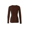thumbnail image 3 of Bozzolo Women's RT1200 Basic Round Neck Long Sleeve T Shirt Top Brown L, 3 of 4