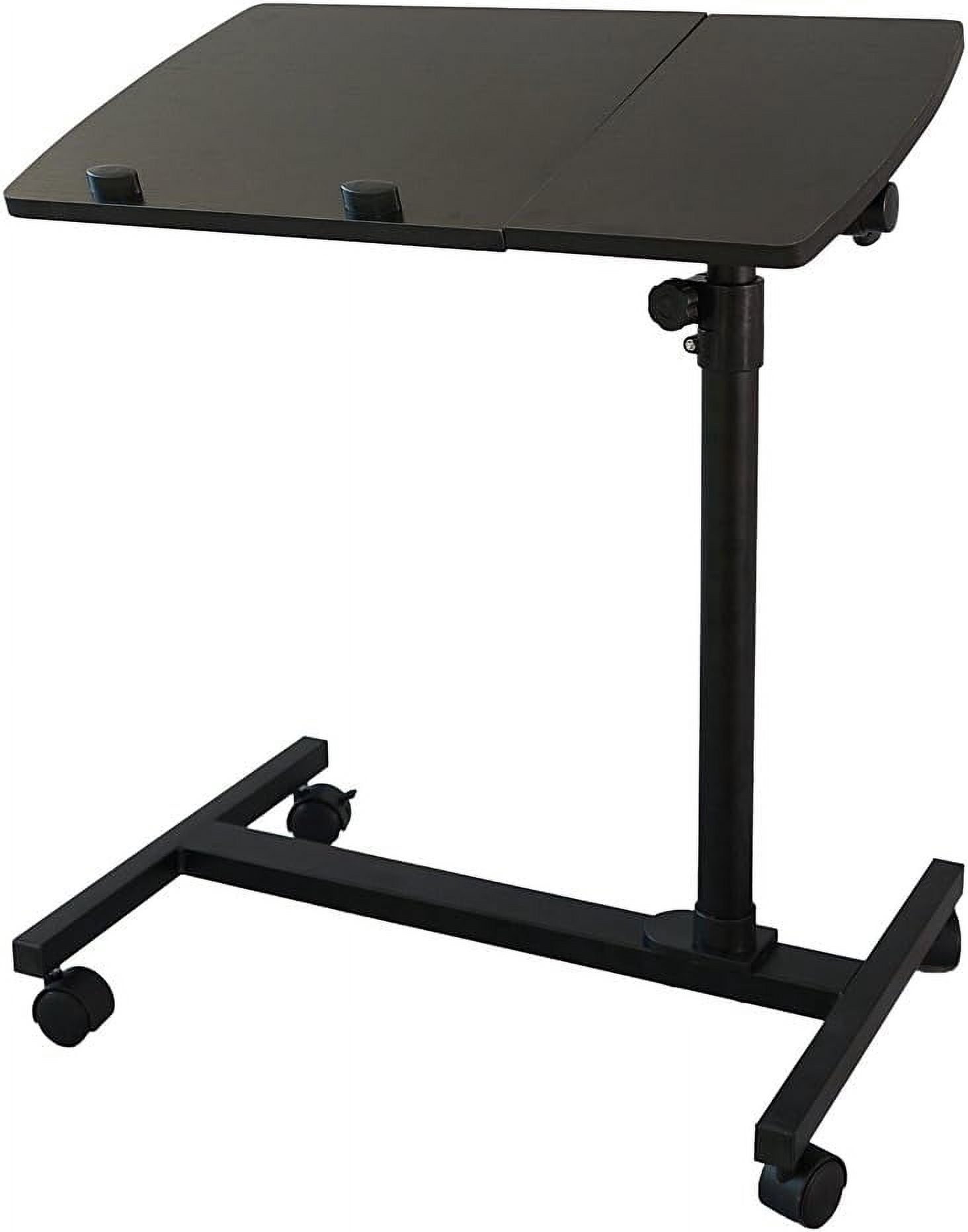 Yunken 23.2 Inch Rolling Adjustable Multifunctional Lifting Computer Desk, Tilting Desktop, Sit Stand Laptop Desk TV Tray for Bed Sofa Hospital Reading Eating, Black