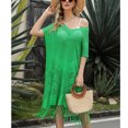 thumbnail image 2 of Vestido de traje de baño de punto con borlas y dobladillo calado con cuello en V para mujer, 2 of 6