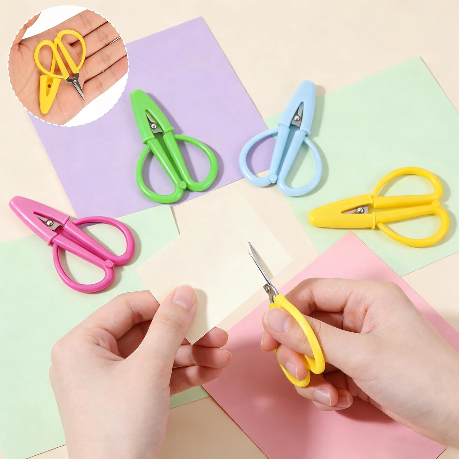ABCISI 12 Pack Mini Scissors Set - Small, Sharp, Portable Scissor with Protective Cover - Tiny Detail Scissors for Sewing, Embroidery, Crafts, Knitting, and DIY Projects (4 Colors)