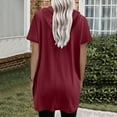 thumbnail image 3 of TYGHBN Women Summer Casual Fashion Short Sleeve Soild Color Hooded Long Double Pocket TShirt Top Set Shirt Blank Athletic Shirts Tech Pack Shirts for Women Tall Short Sleeve Tee Tops Womens Tee Tops, 3 of 6
