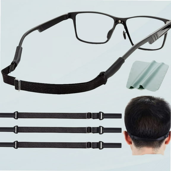 Sports Glasses Straps Set of 3 - Black, Children's Men's and Women's Sunglasses Straps, Adjustable Glasses Straps Stand, Sports Glasses Straps, Sports Glasses Straps