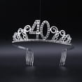 thumbnail image 2 of Cumpleaños Crystal Rhinestone Tiara Queen Crowns Fiesta de baile Diadema Peines Pin para el favor de la fiesta de cumpleaños número 40 de las mujeres, 2 of 5