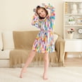 thumbnail image 3 of FORMRS Niños Bathrobe Unisex Hooded Robe Soft Plush Pajamas Sleepwear, Size 2-3T, Purple Colorful Circles, 3 of 7