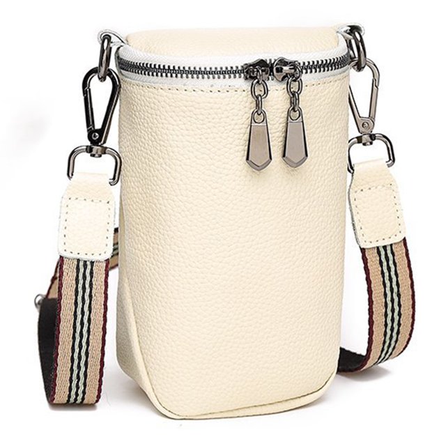 Bolsa bandolera de cuero de vaca Mini de hombro simple para mujer (Beige) Likrtyny Para Estrenar