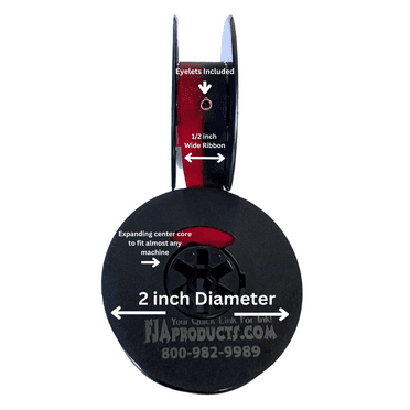 NEW UNIVERSAL BLACK AND RED CLOTH TYPEWRITER RIBBON, TWIN SPOOL 1/2' X 10 YARDS. (GRC T2-77BR) (SINGLE)