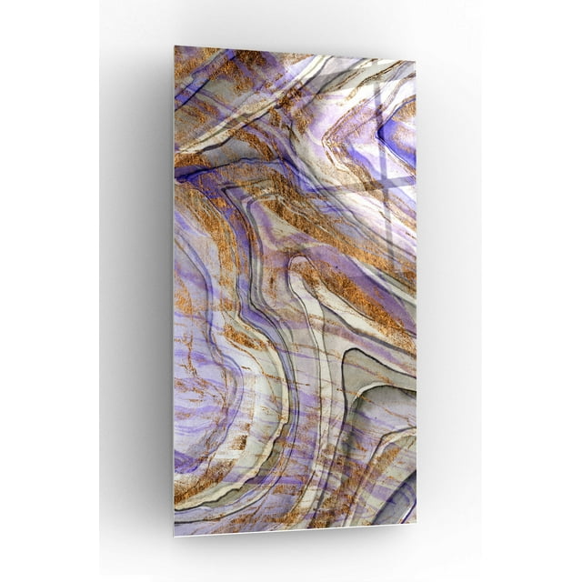 Epic Art 'Amethyst and Gold I' by Studio W, Acrylic Glass Wall Art, 24"x48"