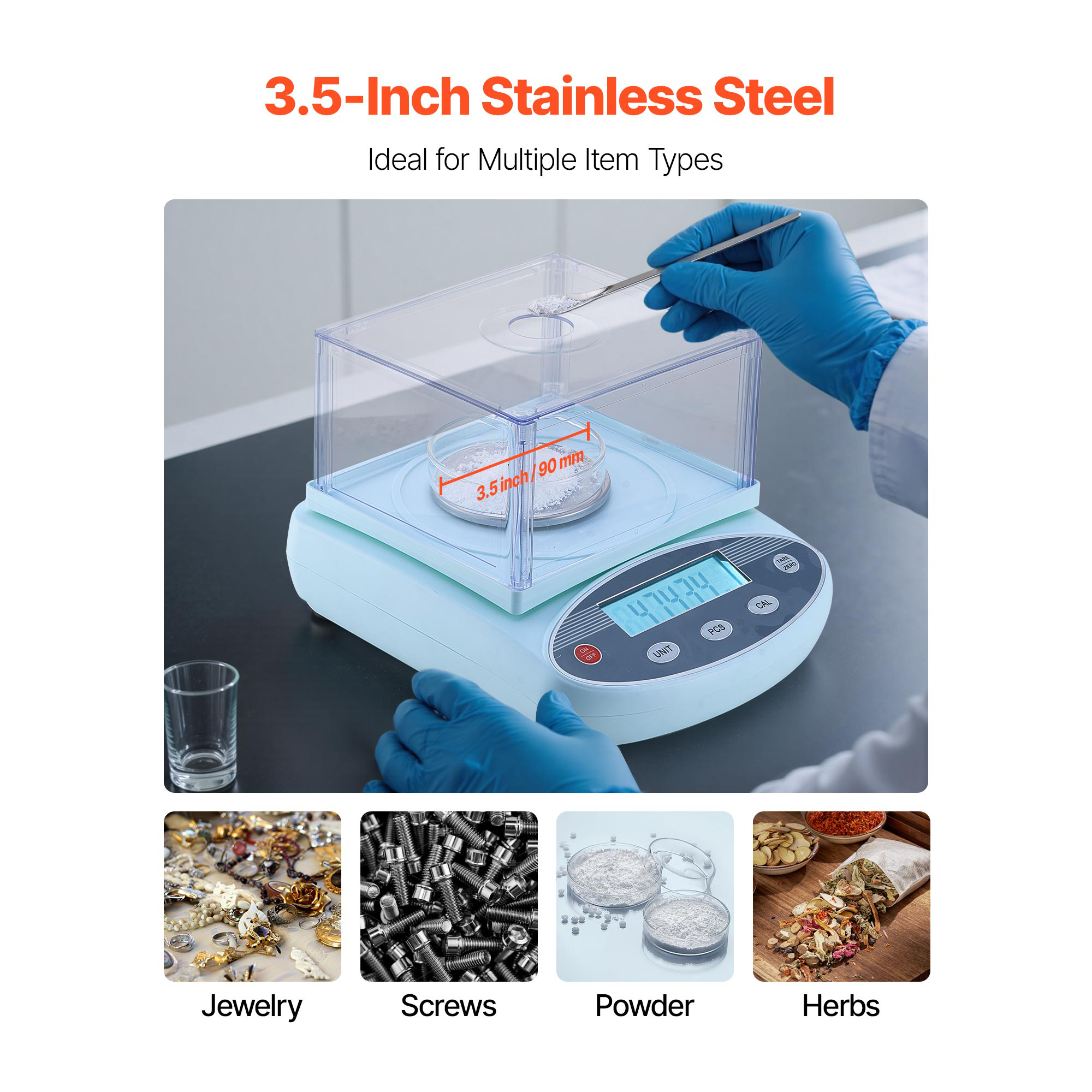 KFFKFF Analytical Balance, 200 g x 0.001 g, Precision Lab Scale with 13 Measurement Units, Digital Electronic Scale with Glass Draft Shield and Weighing Pan, Suitable for Laboratory, Jewelry