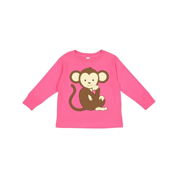 Inktastic Monkey Thinking Boys or Girls Long Sleeve Toddler T-Shirt