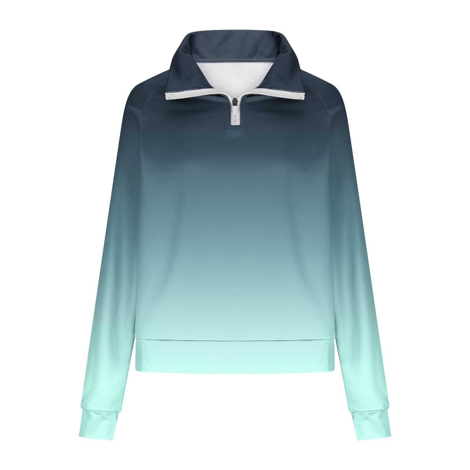 YUGYXL Stand Collar Sweatshirts for Women Half Zip Casual Cropped