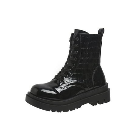 

Gomelly Women Chunky Boots Gothic Punk Booties Lug Sole Lace up Fashion Combat Ankle Boot Black 4.5