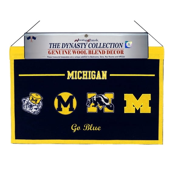 Univ. of Michigan Logos through the years ~ 22x14 Wall Hanging Heritage Banner