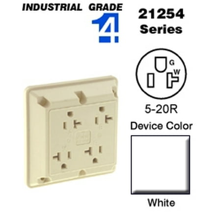 Leviton 20 Amp 125V Industrial Grade 4-in-1 Receptacle - White, Heavy Duty (21254-W) 1 thumbnail image