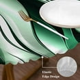 thumbnail image 3 of Green Striped Ombre Round Tablecloth, Fitted Table Cover with Elastic for 55"-60" Round Tables, Modern Green Moire Geometric Table Cloth Outdoor Indoor Dinning Party Waterproof Tablecloths, 3 of 7