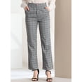 thumbnail image 3 of DARING DIVA Women's Plaid Trousers Pockets Straight Leg Casual Pant XL Light Gray Blue, 3 of 6