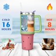 thumbnail image 4 of 40oz Cute Watermelon Pattern Stainless Steel Flip Straw Tumbler Spill Proof Travel Cup Double Wall Vacuum Insulated Coffee Mug with Top Handle, 4 of 6