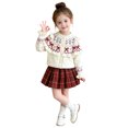 thumbnail image 2 of Ticikt Toddler Girls Fair Isle Heart Bow Knit Cardigan Sweater Ruffle Button Front Long Sleeve Soft Warm Holiday Fall Top,White, 2 of 6
