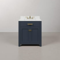 Water Creation Madison 30" Wood Single Bathroom Vanity in Blue & Satin Gold