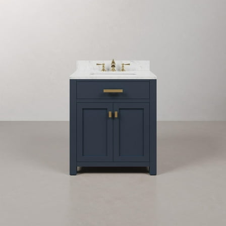 Water Creation Madison 30" Wood Single Bathroom Vanity in Blue & Satin Gold