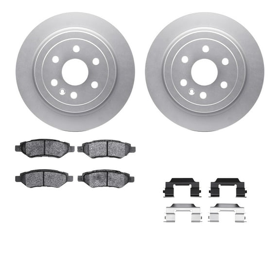 Dynamic Friction Company Rear Geospec Brake Rotors with 5000 Advanced Brake Pads includes Hardware 4512-46145