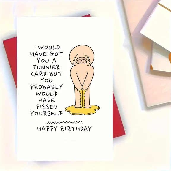Funny Birthday Card – “I Would Have Got You a Funnier Card” – Humorous Design with Cartoon Character – Blank Inside, Envelope Included – Perfect for Friends and Family