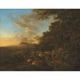 thumbnail image 2 of Jan Both 18x15 Black Ornate Wood Framed Double Matted Museum Art Print Titled - A Wooded Landscape with Travellers Crossing a Ford, 2 of 5