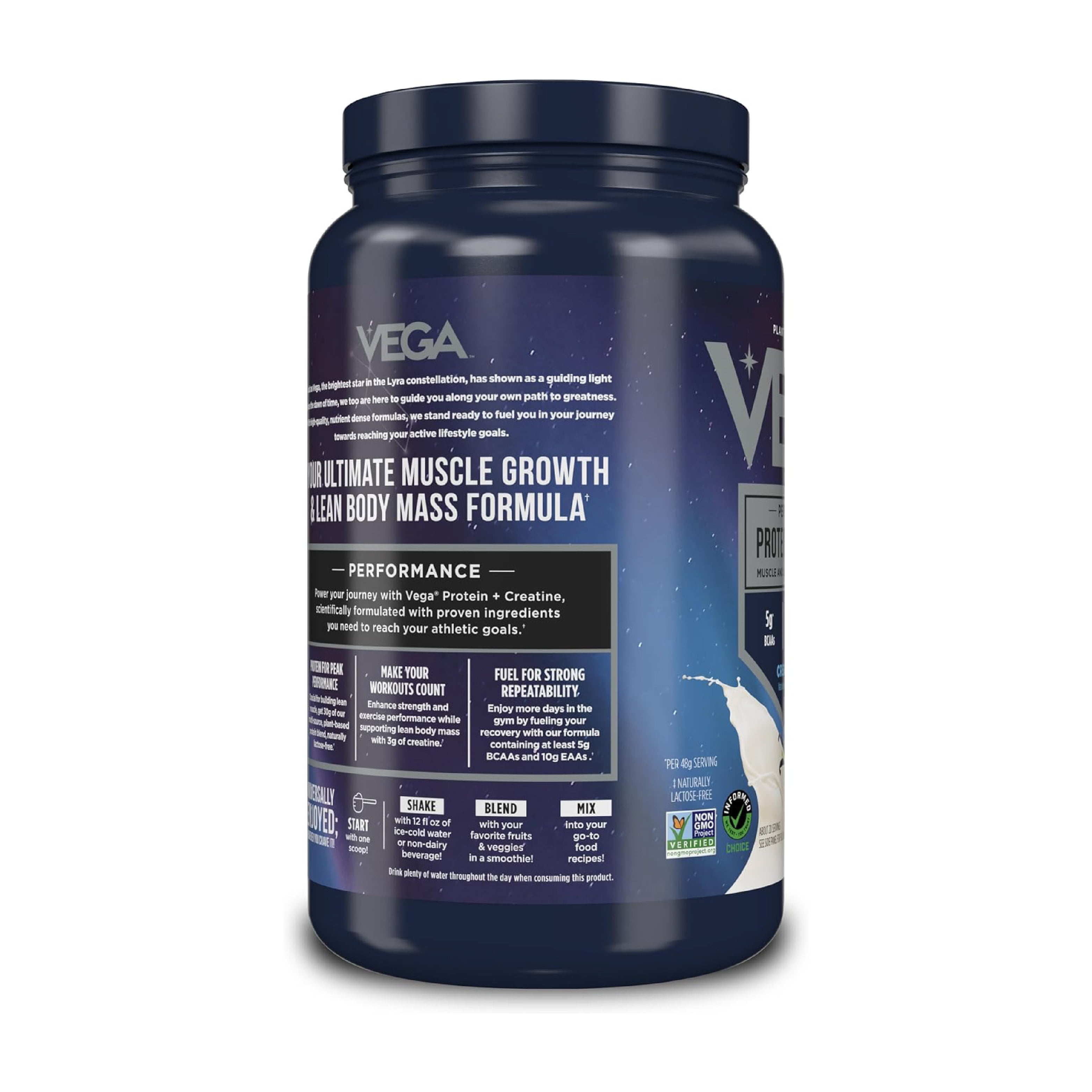 Vega Protein Powder + Creatine Monohydrate, Vanilla, 20 Servings, 33.9oz