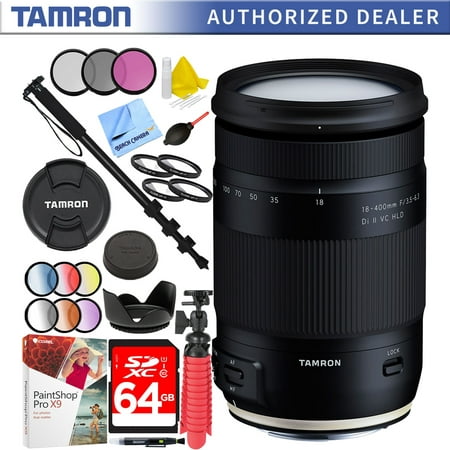 Tamron 18-400mm f/3.5-6.3 Di II VC HLD All-In-One Zoom Lens for Canon Mount with 72mm Filter Sets Plus 64GB Accessories