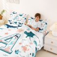 thumbnail image 3 of jejeloiu Ocean Animal Monogram A Full Size Sheets For Kids,Sea Life Whale Bed Sheets For Boys,4-Piece, 3 of 6