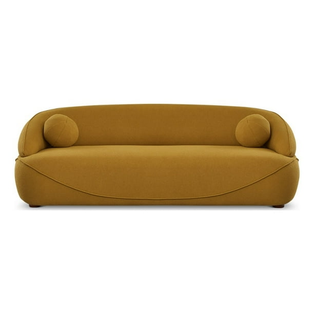 Borsan Modern Luxury Japandi Style Mustard Yellow Boucle Fabric Curvy