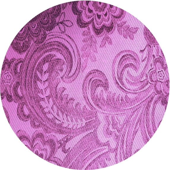 Ahgly Company Machine Washable Indoor Round Transitional Violet Purple Area Rugs, 5' Round