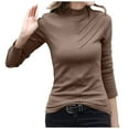 thumbnail image 3 of Jinhomg Long Sleeve Undershirt for Women Thermal Comfy Thin Fleece Lined Shirts Winter Winter Slim Fit Base Layer Summer Saving Khaki XXXL, 3 of 7