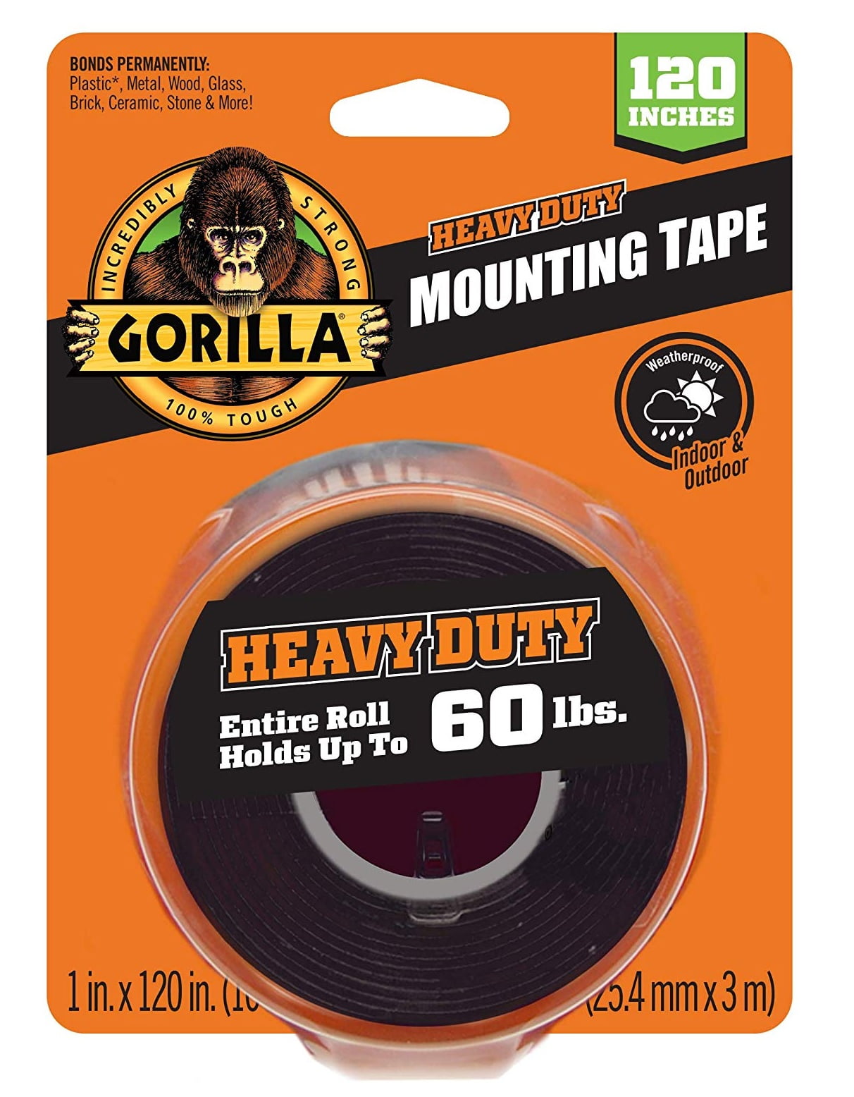 Holds 5 lb 1x60 Heavy-Duty Exterior Mounting Tape New Version 