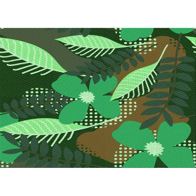 Ahgly Company Indoor Rectangle Patterned Dark Forest Green Area Rugs, 2' x 3'