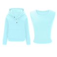thumbnail image 7 of Womens 2 Piece Sweatsuit Set Oversized Hoodie Tank Top Matching Lounge Outfit Pullover Casual Fall 2025 Light Blue, 7 of 7