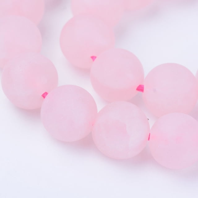Natural Rose Quartz Beads Strands Round Frosted about 63pcs/strand 15.5 inch 6~6.5mm Hole: 1mm