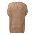 thumbnail image 6 of Crochet Coverups for Women Summer Cap Sleeve Hollow Out Casual Cruise Beach Vacation Tops Knit Pullover Sweater Khaki 2XL, 6 of 7