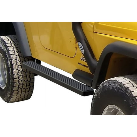 1987-2006 Jeep Wrangler Black Finish 4 Inch Door to Door Side Bar Side Step Running Board