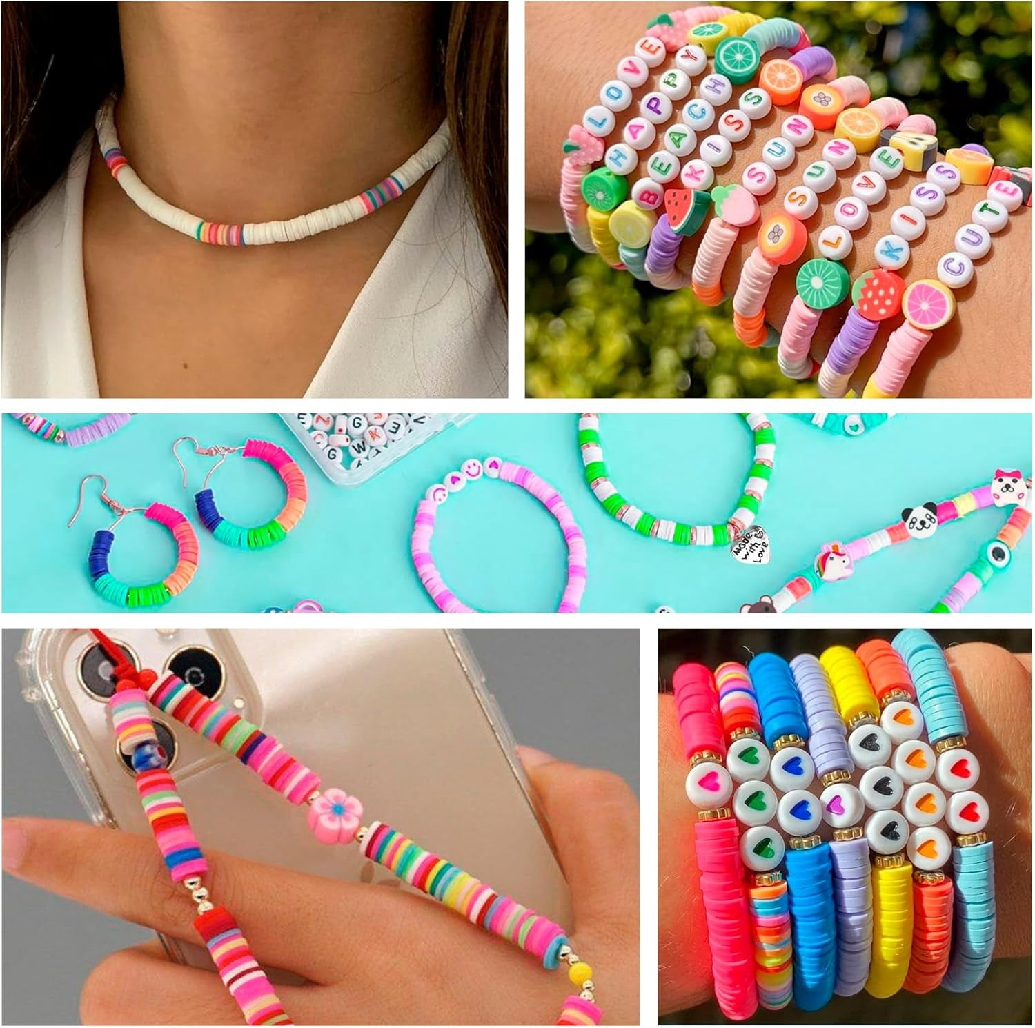 Bracelet Making Kit, Jewelry Making Kit for Beginner, Clay Beads with Charms Friendship Bracelets DIY Arts Crafts Gift Toy for Kids Ages 6-13