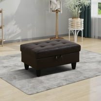Faux Leather Storage Ottoman