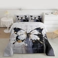thumbnail image 2 of Manfei Teens Vintage Butterfly Queen Comforter Set, Romantic Artwork Bedding Sets, Black Grey Oil Printing Reversible Bedding Comforter Set, Breathable Home Decor, 3-Piece, 2 of 8