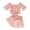 Pink, variant on Kids Girls Summer Clothes Sets 2pcs Floral Print Short Sleeve Off Shoulder Tops Elastic Waist Bow Shorts 12M 24M 2Y 3Y 4Y 5Y
