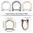 thumbnail image 4 of 8pcs Screw in D-Rings 4 Colors D-Rings with Closing Screws Key Holder Screw in Shackle Horseshoe U Shape Shackle D-Shaped Purse Loop for Leather Craft Accessories (1.3x1.2x0.3 inch), 4 of 5