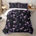thumbnail image 2 of Homewish Spooky Halloween Skull Bed Spread Queen,Purple Floral Plants Queen Coverlet Set,3-Piece, 2 of 7