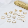 thumbnail image 4 of 15Pcs/Set Fashion Ring Artistic Alloy Heart Faux Crystal Finger Ring for Daily Wear, 4 of 7