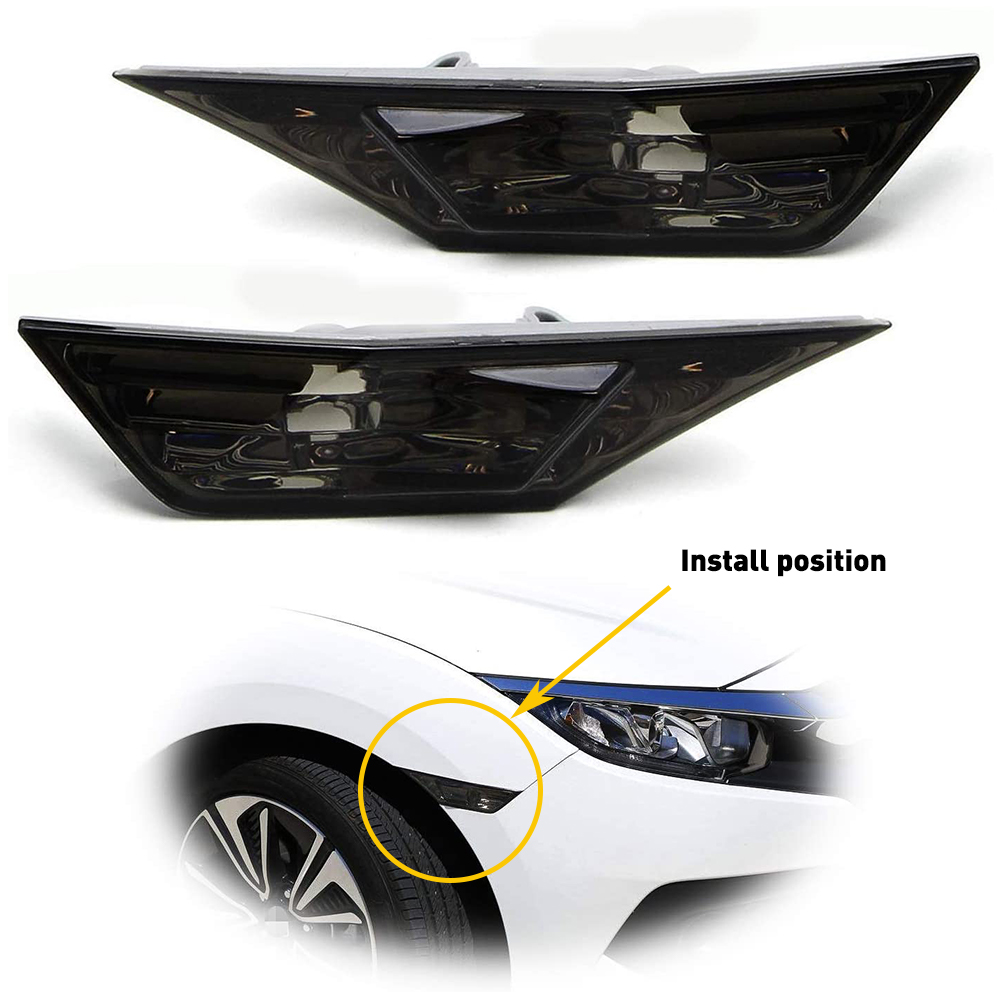 Clear Side Marker Lights With LED Bulbs For Honda Civic 2016-2021 (10th Gen)